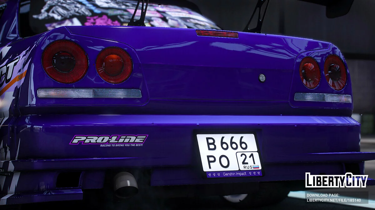 [Itasha] URAS-SKYLINE ER34 "Genshin Impact" shogun raiden paintjob 1.1 / GTA 5