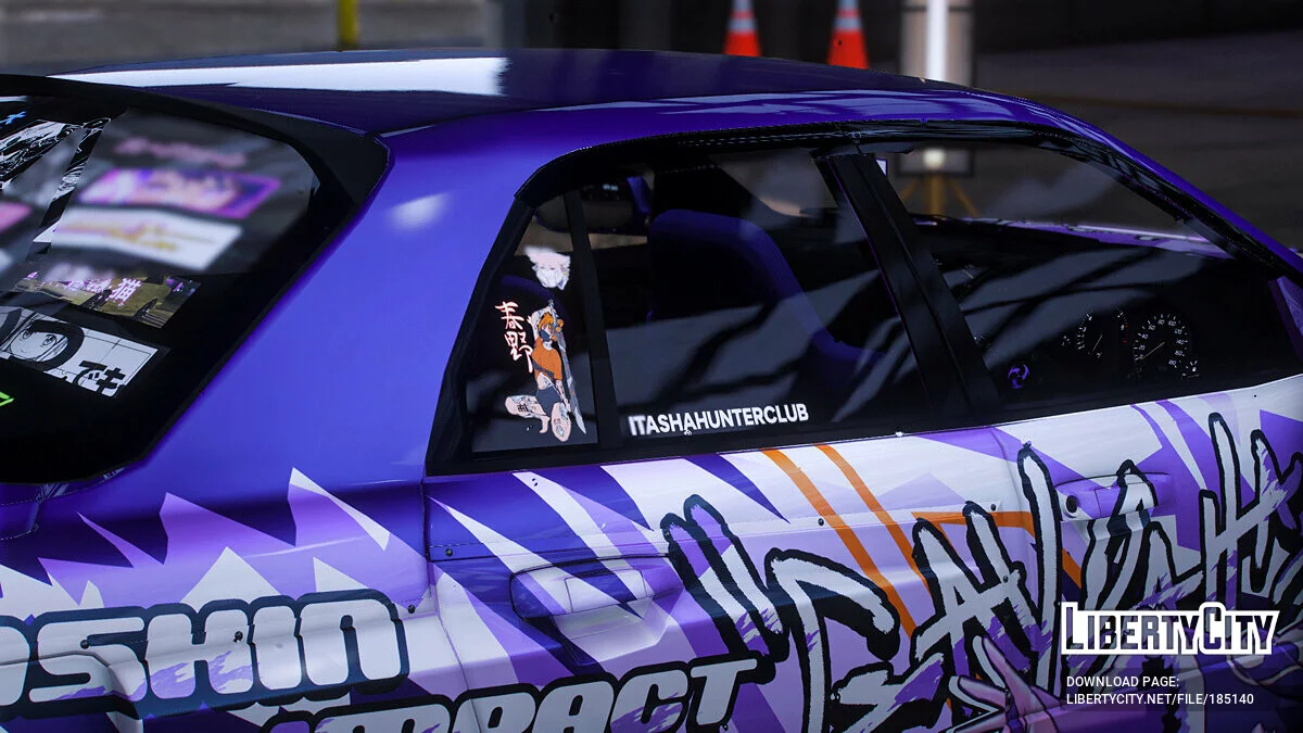 [Itasha] URAS-SKYLINE ER34 "Genshin Impact" shogun raiden paintjob 1.1 / GTA 5