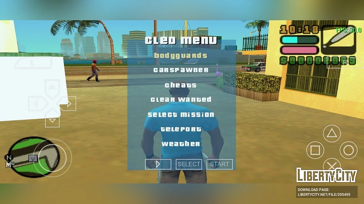 CLEO меню для эмулятора PPSSPP / GTA Vice City Stories